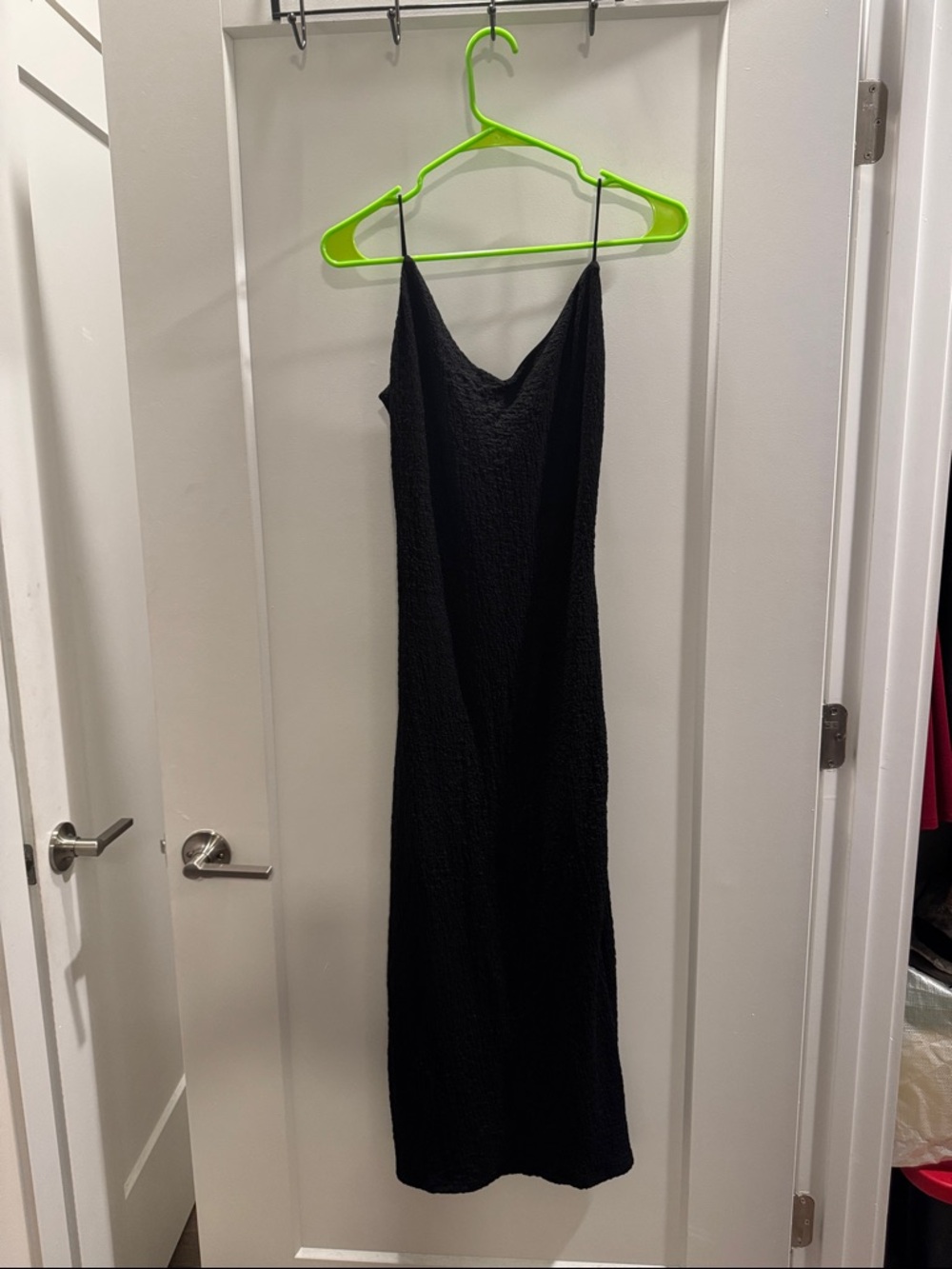 Fashion Nova Black Textured Slip Midi Dress